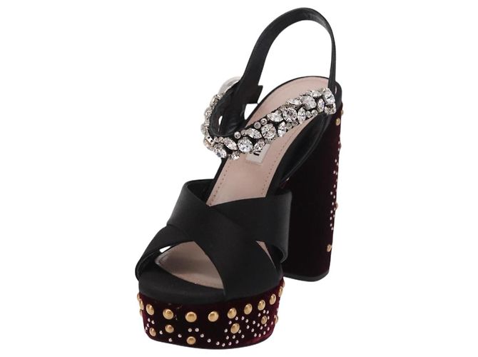 Décolleté Miu Miu in velluto bordeaux Auth BA13689M Bordò - vista 2