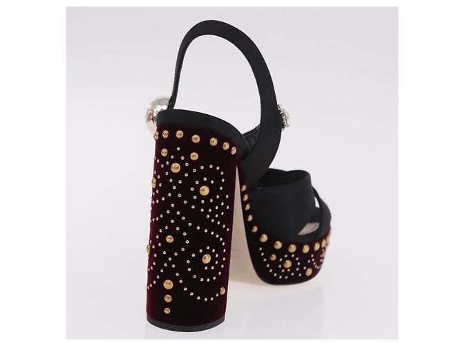 Décolleté Miu Miu in velluto bordeaux Auth BA13689M Bordò - vista 20