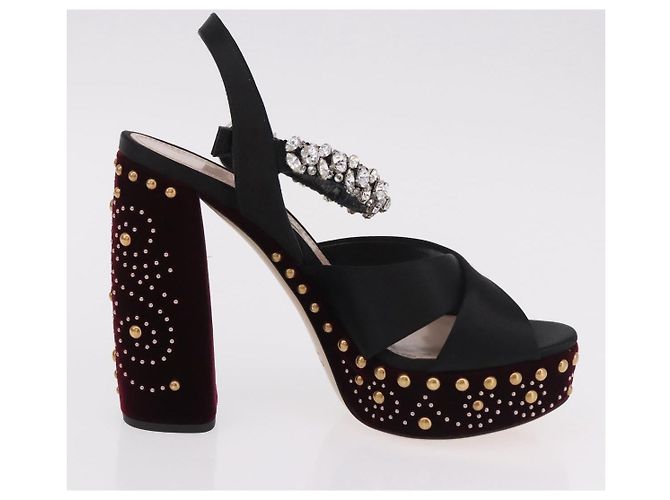Décolleté Miu Miu in velluto bordeaux Auth BA13689M Bordò - vista 21