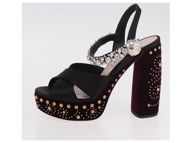 Décolleté Miu Miu in velluto bordeaux Auth BA13689M Bordò - vista 22