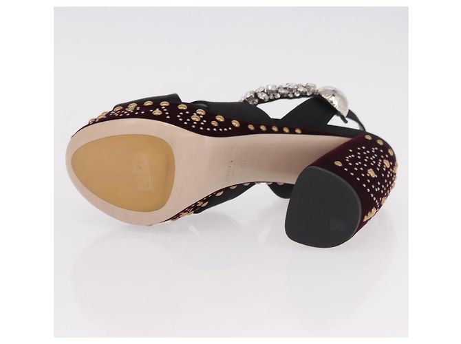 Décolleté Miu Miu in velluto bordeaux Auth BA13689M Bordò - vista 24