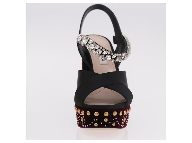Décolleté Miu Miu in velluto bordeaux Auth BA13689M Bordò - vista 28