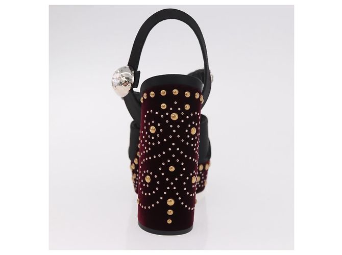 Décolleté Miu Miu in velluto bordeaux Auth BA13689M Bordò - vista 29