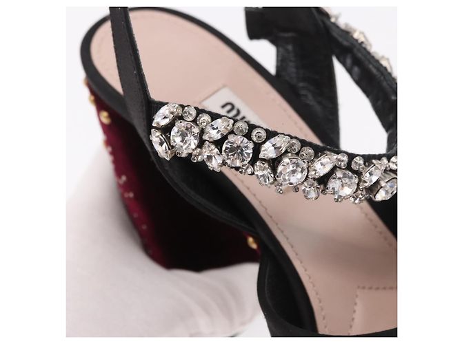 Décolleté Miu Miu in velluto bordeaux Auth BA13689M Bordò - vista 30
