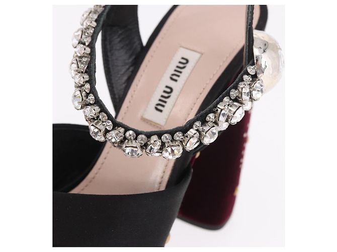 Décolleté Miu Miu in velluto bordeaux Auth BA13689M Bordò - vista 31