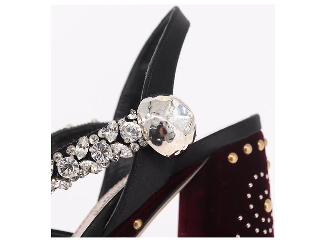 Décolleté Miu Miu in velluto bordeaux Auth BA13689M Bordò - vista 32