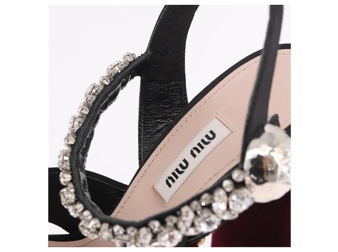 Décolleté Miu Miu in velluto bordeaux Auth BA13689M Bordò - vista 34