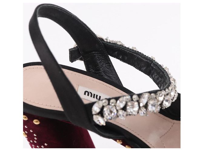 Décolleté Miu Miu in velluto bordeaux Auth BA13689M Bordò - vista 35