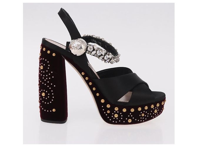 Décolleté Miu Miu in velluto bordeaux Auth BA13689M Bordò - vista 4