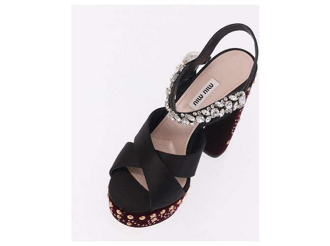 Décolleté Miu Miu in velluto bordeaux Auth BA13689M Bordò - vista 6
