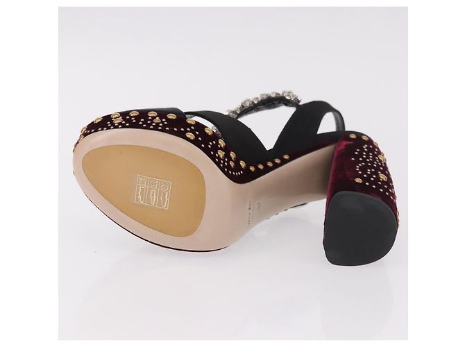 Décolleté Miu Miu in velluto bordeaux Auth BA13689M Bordò - vista 7