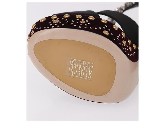 Décolleté Miu Miu in velluto bordeaux Auth BA13689M Bordò - vista 8
