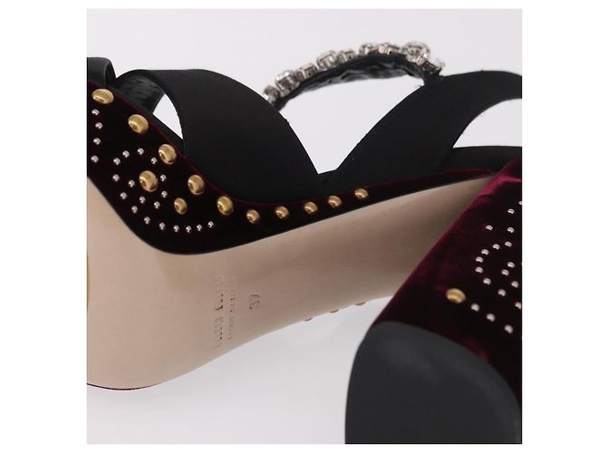 Décolleté Miu Miu in velluto bordeaux Auth BA13689M Bordò - vista 9