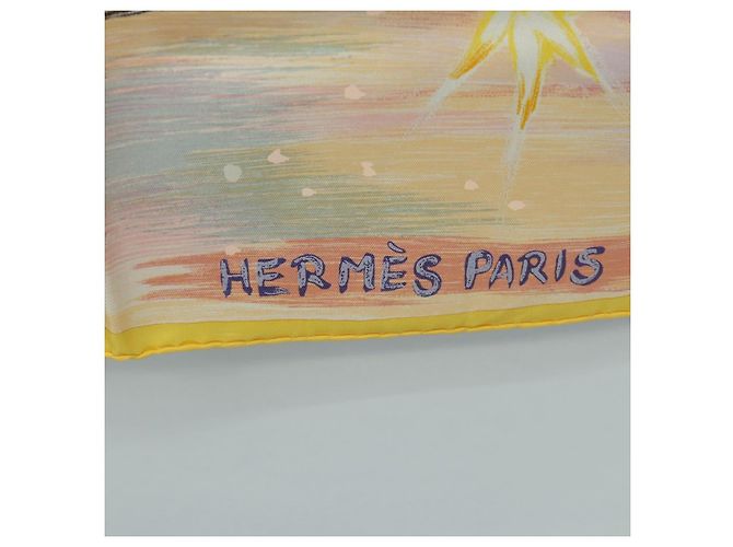 Hermès Sciarpa HERMES Carre 90 "FEUX DU CIEL" in Seta Rosa Auth 190239M - vista 14