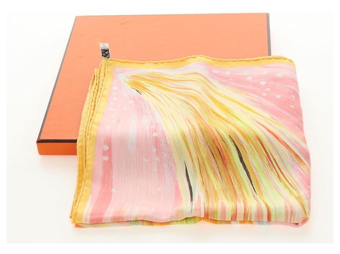Hermès Sciarpa HERMES Carre 90 "FEUX DU CIEL" in Seta Rosa Auth 190239M - vista 16
