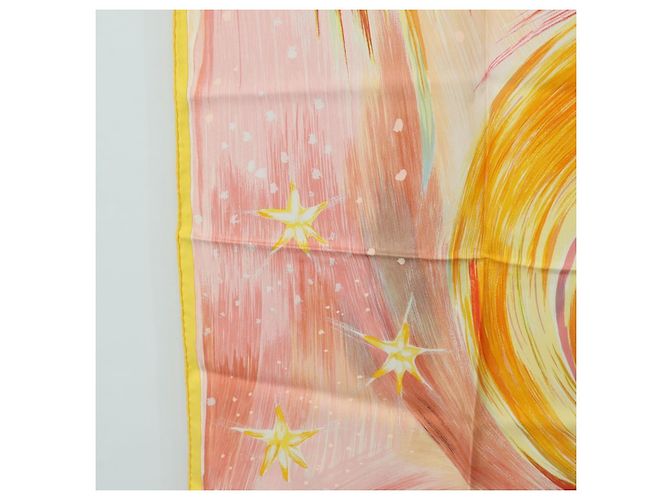 Hermès Sciarpa HERMES Carre 90 "FEUX DU CIEL" in Seta Rosa Auth 190239M - vista 5