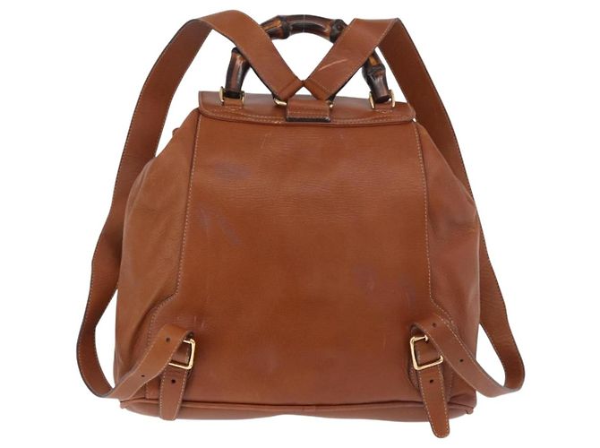 Zaino GUCCI Bamboo in pelle marrone oro 003 58 0016 Auth bs35671 D'oro - vista 3