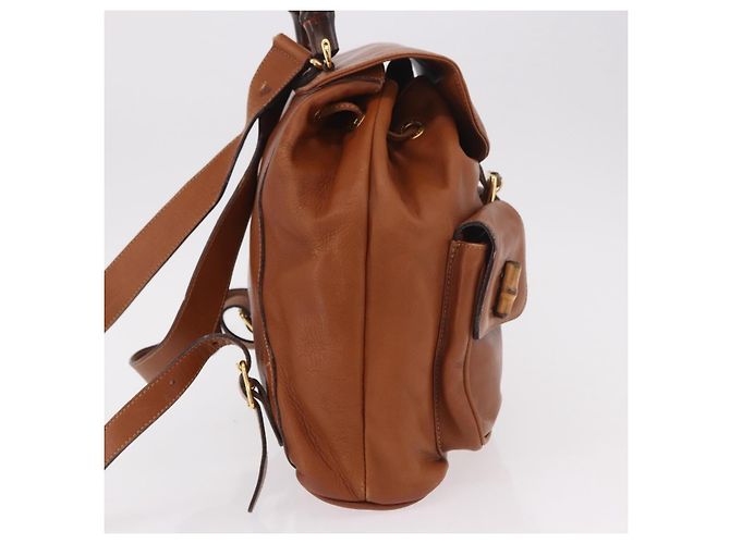 Zaino GUCCI Bamboo in pelle marrone oro 003 58 0016 Auth bs35671 D'oro - vista 5