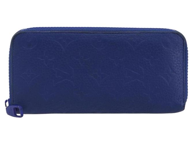 LOUIS VUITTON Taurillon Clemence Monogram Zippy Wallet Blue M80791 Auth 189644 - view 13