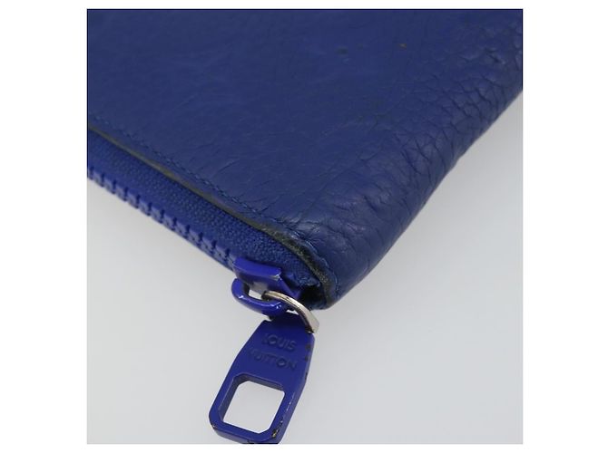 LOUIS VUITTON Taurillon Clemence Monogram Zippy Wallet Blue M80791 Auth 189644 - view 14