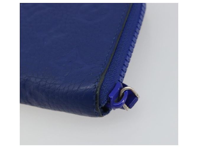 LOUIS VUITTON Taurillon Clemence Monogram Zippy Wallet Blue M80791 Auth 189644 - view 15