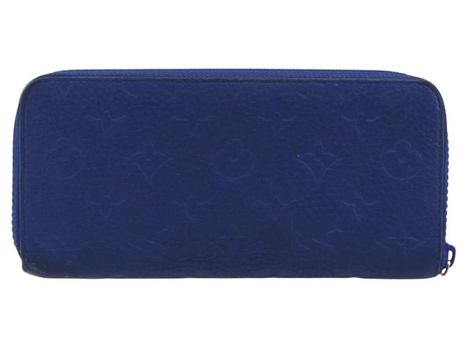 LOUIS VUITTON Taurillon Clemence Monogram Zippy Wallet Blue M80791 Auth 189644 - view 2
