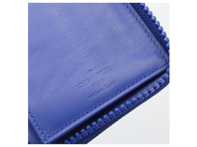 LOUIS VUITTON Taurillon Clemence Monogram Zippy Wallet Blue M80791 Auth 189644 - view 20