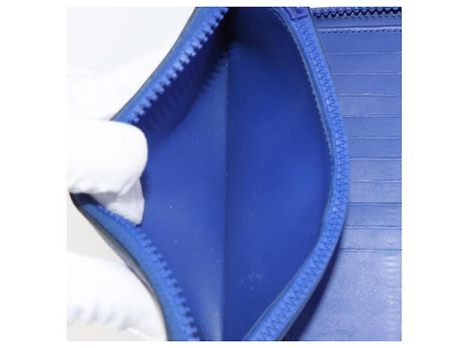 LOUIS VUITTON Taurillon Clemence Monogram Zippy Wallet Blue M80791 Auth 189644 - view 21