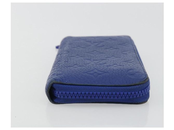 LOUIS VUITTON Taurillon Clemence Monogram Zippy Wallet Blue M80791 Auth 189644 - view 3