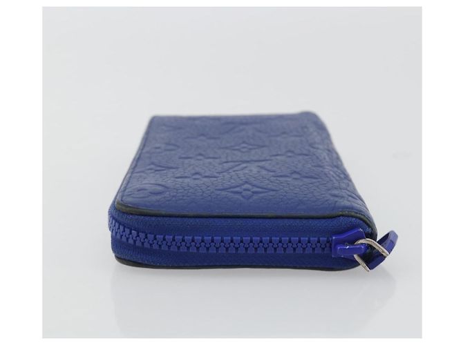 LOUIS VUITTON Taurillon Clemence Monogram Zippy Wallet Blue M80791 Auth 189644 - view 4
