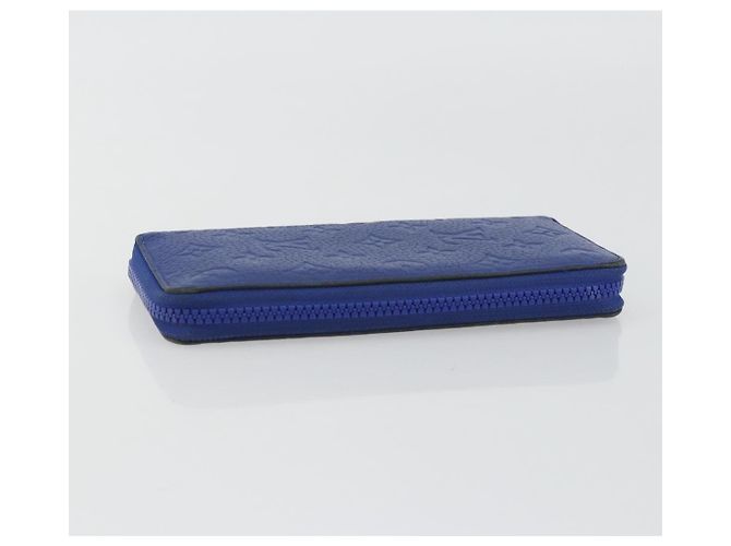 LOUIS VUITTON Taurillon Clemence Monogram Zippy Wallet Blue M80791 Auth 189644 - view 5
