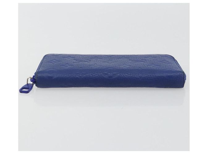 LOUIS VUITTON Taurillon Clemence Monogram Zippy Wallet Blue M80791 Auth 189644 - view 6