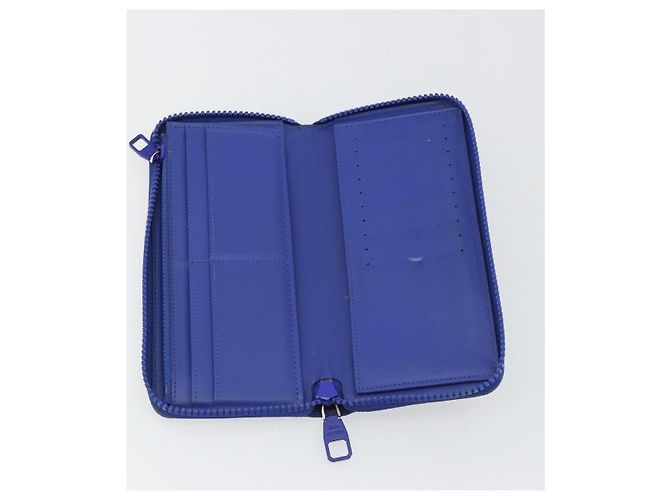 LOUIS VUITTON Taurillon Clemence Monogram Zippy Wallet Blue M80791 Auth 189644 - view 9