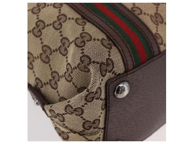 Borsa Tote GUCCI GG Supreme Web Sherry Line Beige Argento 131186 Auth BA13747A - vista 10