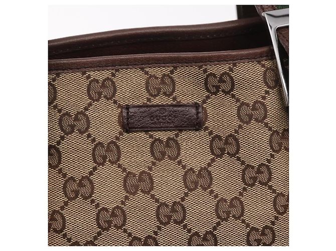 Borsa Tote GUCCI GG Supreme Web Sherry Line Beige Argento 131186 Auth BA13747A - vista 14