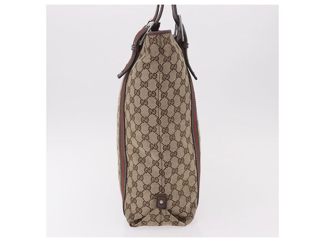 Borsa Tote GUCCI GG Supreme Web Sherry Line Beige Argento 131186 Auth BA13747A - vista 4