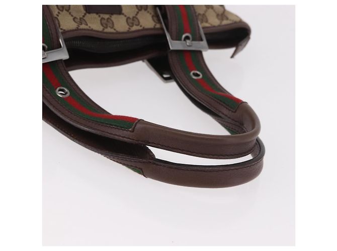 Borsa Tote GUCCI GG Supreme Web Sherry Line Beige Argento 131186 Auth BA13747A - vista 7