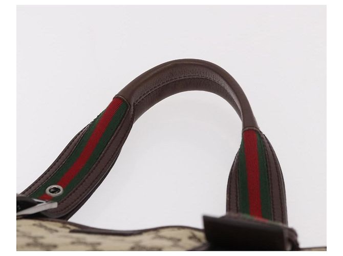 Borsa Tote GUCCI GG Supreme Web Sherry Line Beige Argento 131186 Auth BA13747A - vista 8