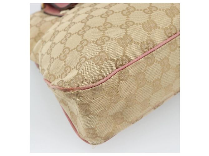 Bolsa Tote GUCCI GG Canvas Bege Dourado 163288 Auth 189663 - vista 13