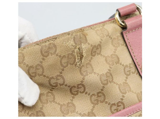 Bolsa Tote GUCCI GG Canvas Bege Dourado 163288 Auth 189663 - vista 15