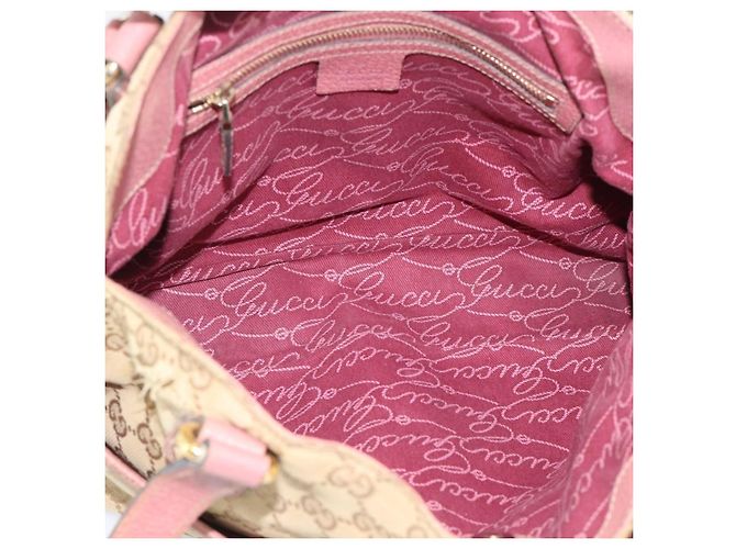 Bolsa Tote GUCCI GG Canvas Bege Dourado 163288 Auth 189663 - vista 17