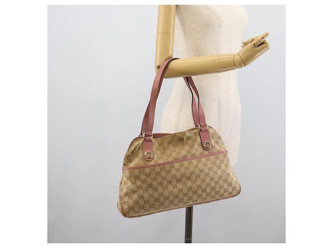 Bolsa Tote GUCCI GG Canvas Bege Dourado 163288 Auth 189663 - vista 24