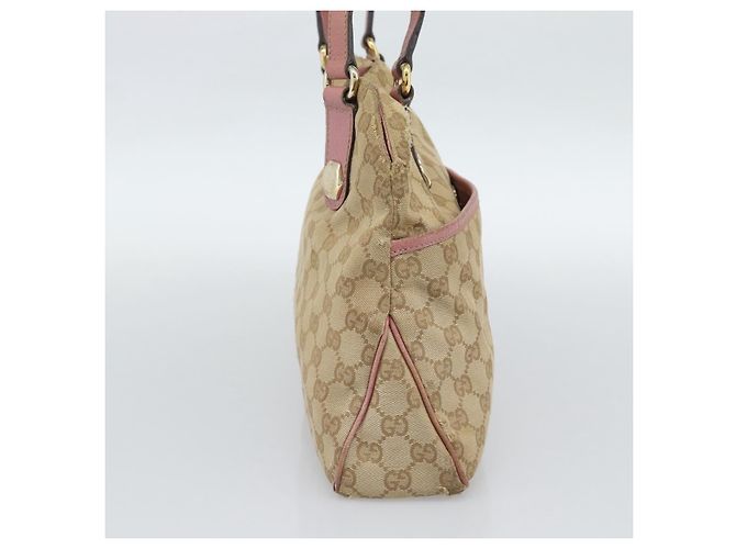 Bolsa Tote GUCCI GG Canvas Bege Dourado 163288 Auth 189663 - vista 4