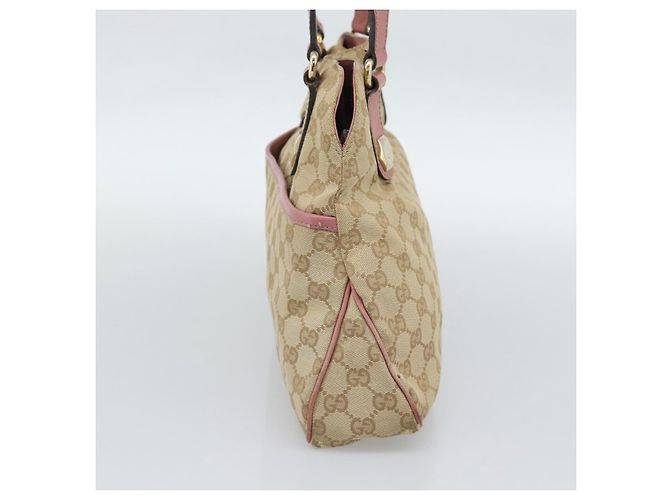 Bolsa Tote GUCCI GG Canvas Bege Dourado 163288 Auth 189663 - vista 5