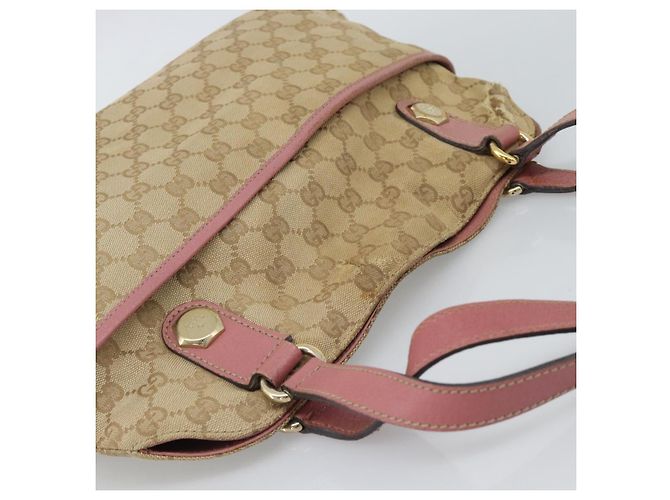 Bolsa Tote GUCCI GG Canvas Bege Dourado 163288 Auth 189663 - vista 6