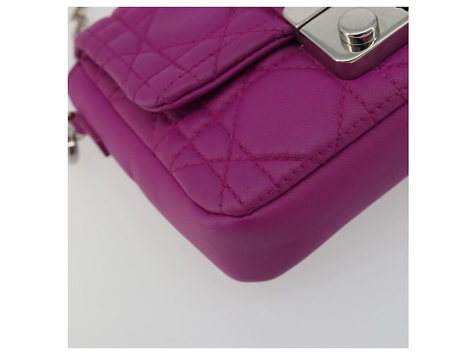 Borsa a tracolla Christian Dior Chain Cannage in pelle di agnello viola Auth 189118A Argento Porpora - vista 11