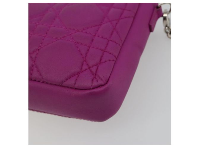 Borsa a tracolla Christian Dior Chain Cannage in pelle di agnello viola Auth 189118A Argento Porpora - vista 12