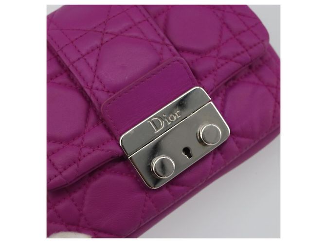 Borsa a tracolla Christian Dior Chain Cannage in pelle di agnello viola Auth 189118A Argento Porpora - vista 14