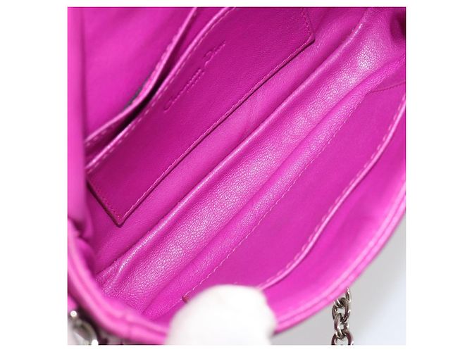 Borsa a tracolla Christian Dior Chain Cannage in pelle di agnello viola Auth 189118A Argento Porpora - vista 17