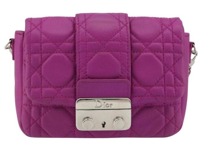 Borsa a tracolla Christian Dior Chain Cannage in pelle di agnello viola Auth 189118A Argento Porpora - vista 2